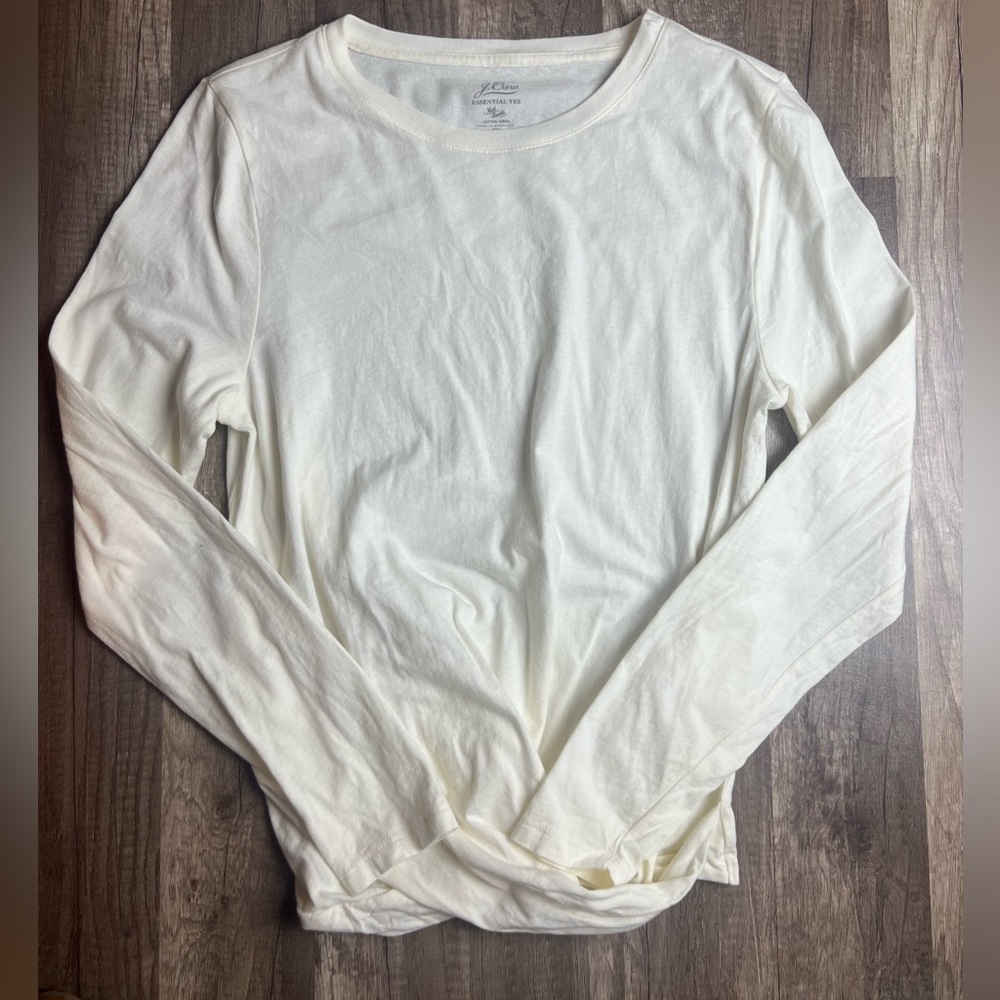 J.Crew Ivory Twist-Front Essential T-Shirt Long Sleeves